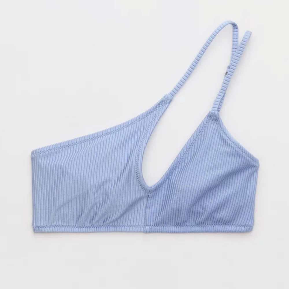 NWT Aerie Shine Rib One Shoulder Bandeau Bikini Top